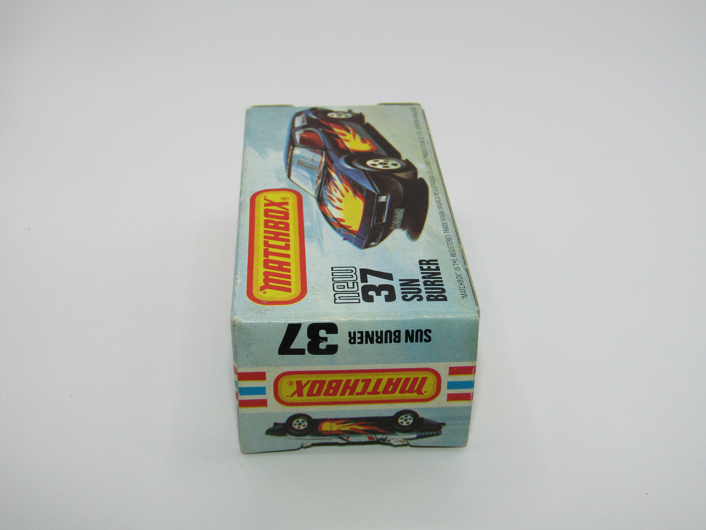 Matchbox Superfast No 37D Sun Burner, Gloss BLACK Hong Kong Base, USA Picture Box