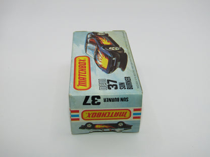 Matchbox Superfast No 37D Sun Burner, Gloss BLACK Hong Kong Base, USA Picture Box