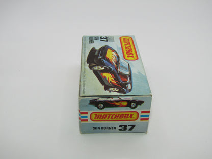 Matchbox Superfast No 37D Sun Burner, Gloss BLACK Hong Kong Base, USA Picture Box