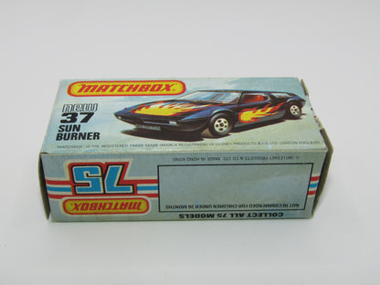 Matchbox Superfast No 37D Sun Burner, Gloss BLACK Hong Kong Base, USA Picture Box