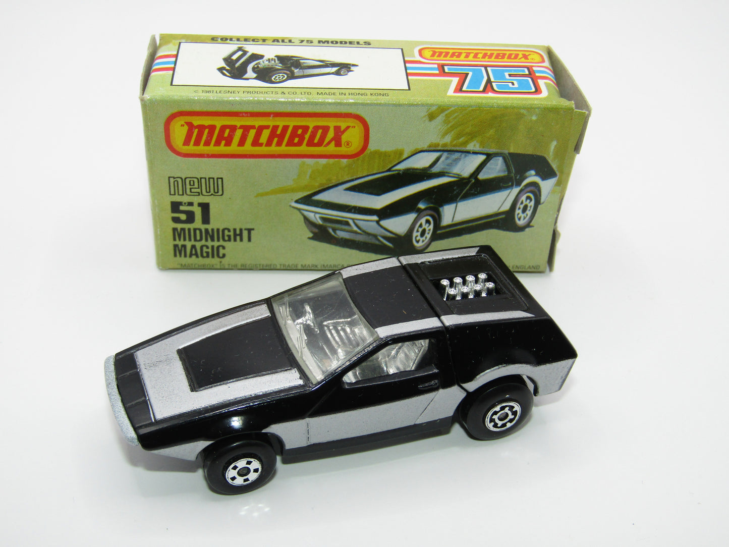 Matchbox Superfast No 51D Midnight Magic, Pearly Silver Base, USA Picture Box