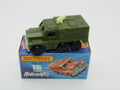 Matchbox Superfast No 16A Badger, Olive Green, Cream Radar, Unpainted Base