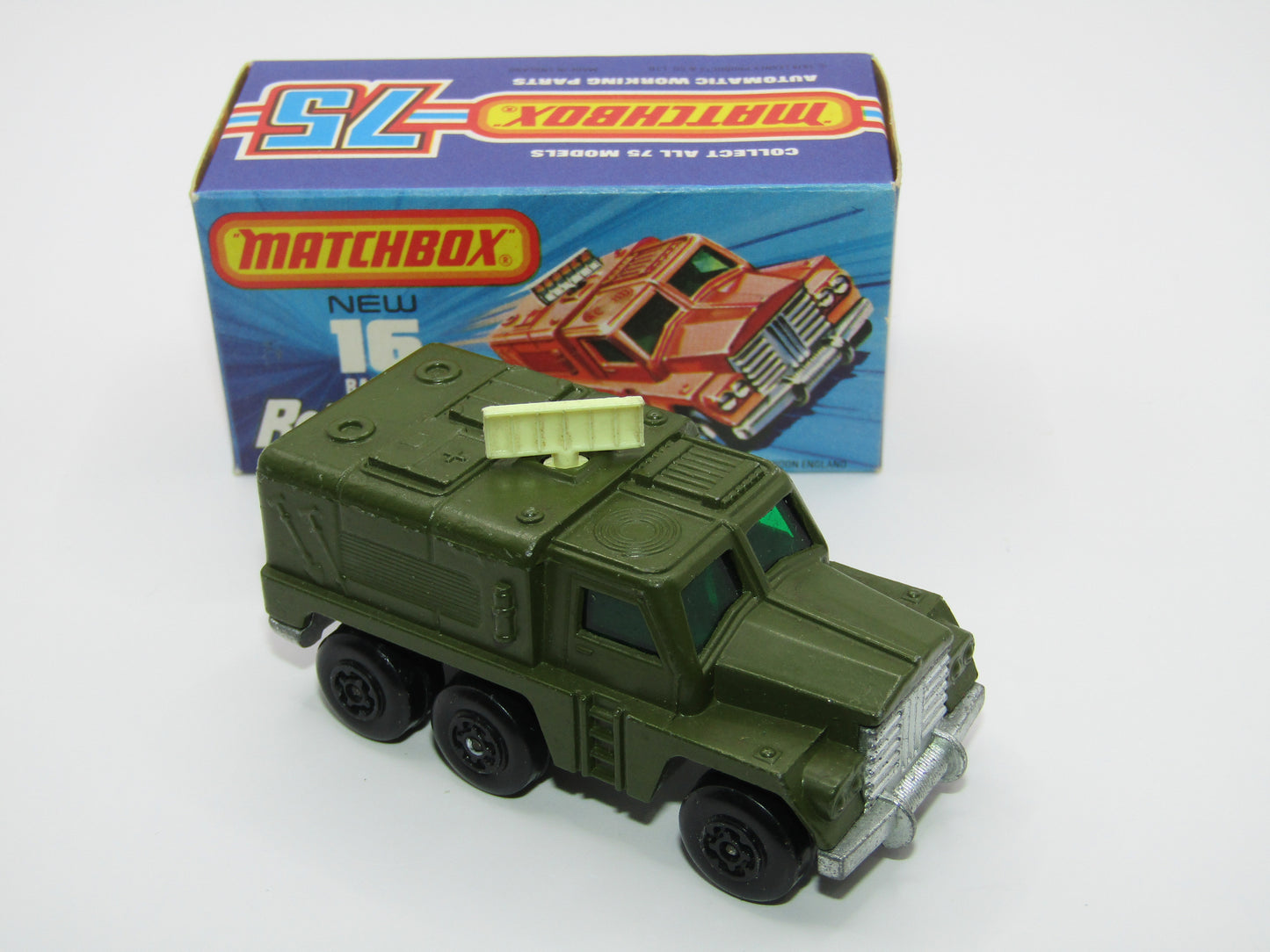 Matchbox Superfast No 16A Badger, Olive Green, Cream Radar, Unpainted Base