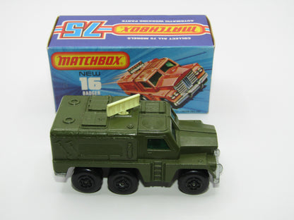 Matchbox Superfast No 16A Badger, Olive Green, Cream Radar, Unpainted Base