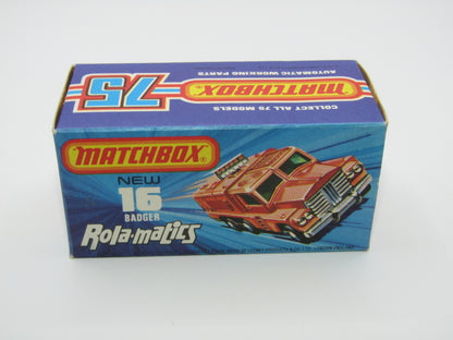 Matchbox Superfast No 16A Badger, Olive Green, Cream Radar, Unpainted Base