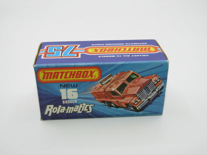 Matchbox Superfast No 16A Badger, DARK Bronze, Green Windows, Unpainted Base