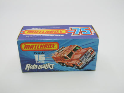 Matchbox Superfast No 16A Badger, DARK Bronze, Green Windows, Unpainted Base