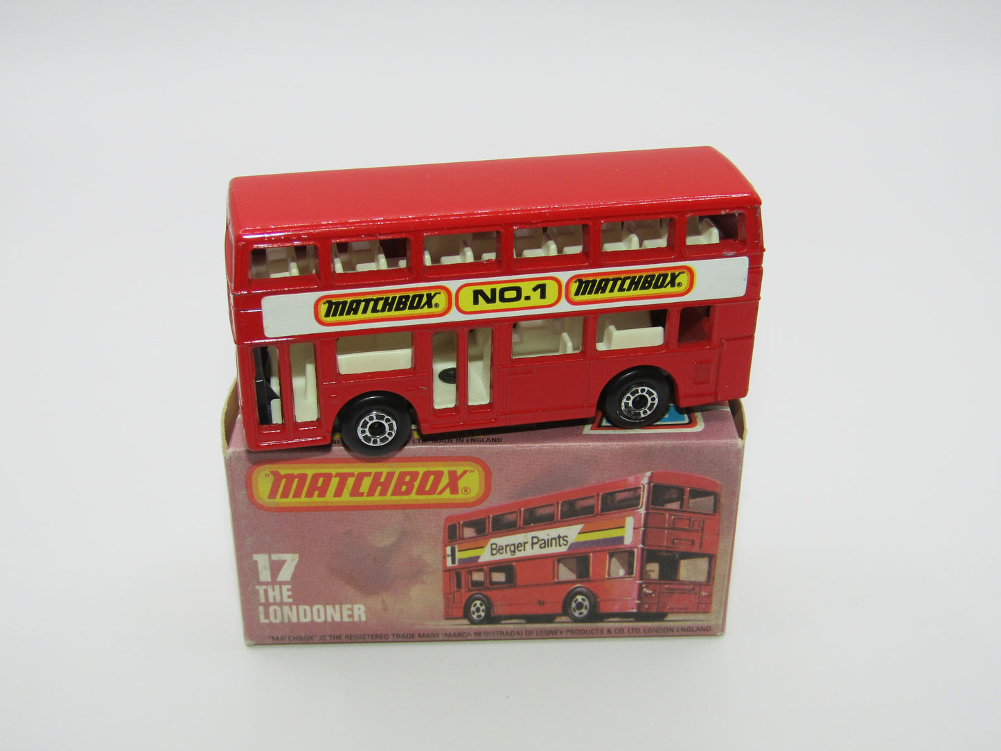 Matchbox Superfast No 17C London Bus, RED, Matchbox No 1 GREEK BUS, Lesney England Base