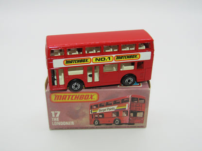 Matchbox Superfast No 17C London Bus, RED, Matchbox No 1 GREEK BUS, Lesney England Base