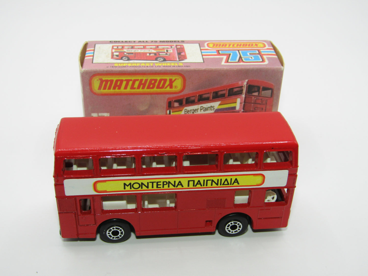 Matchbox Superfast No 17C London Bus, RED, Matchbox No 1 GREEK BUS, Lesney England Base