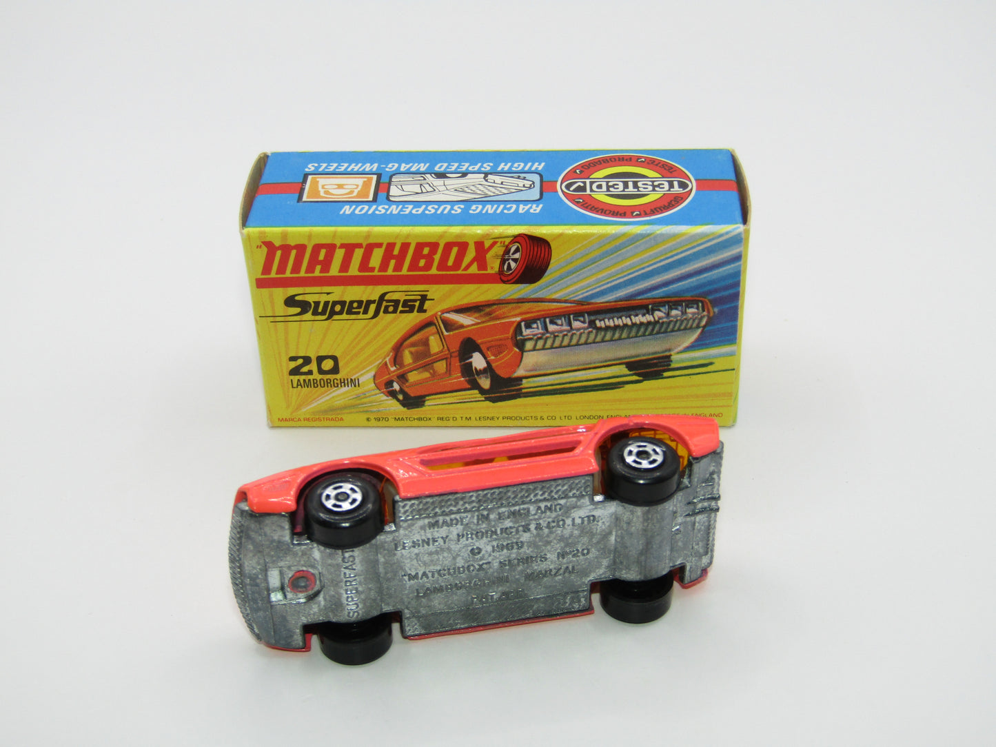 Matchbox Superfast No 20A Lamborghini Marzal Salmon Pink Wide Wheels
