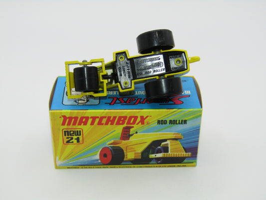 Matchbox Superfast No 21 Rod Roller - BLACK BASE Flames Label