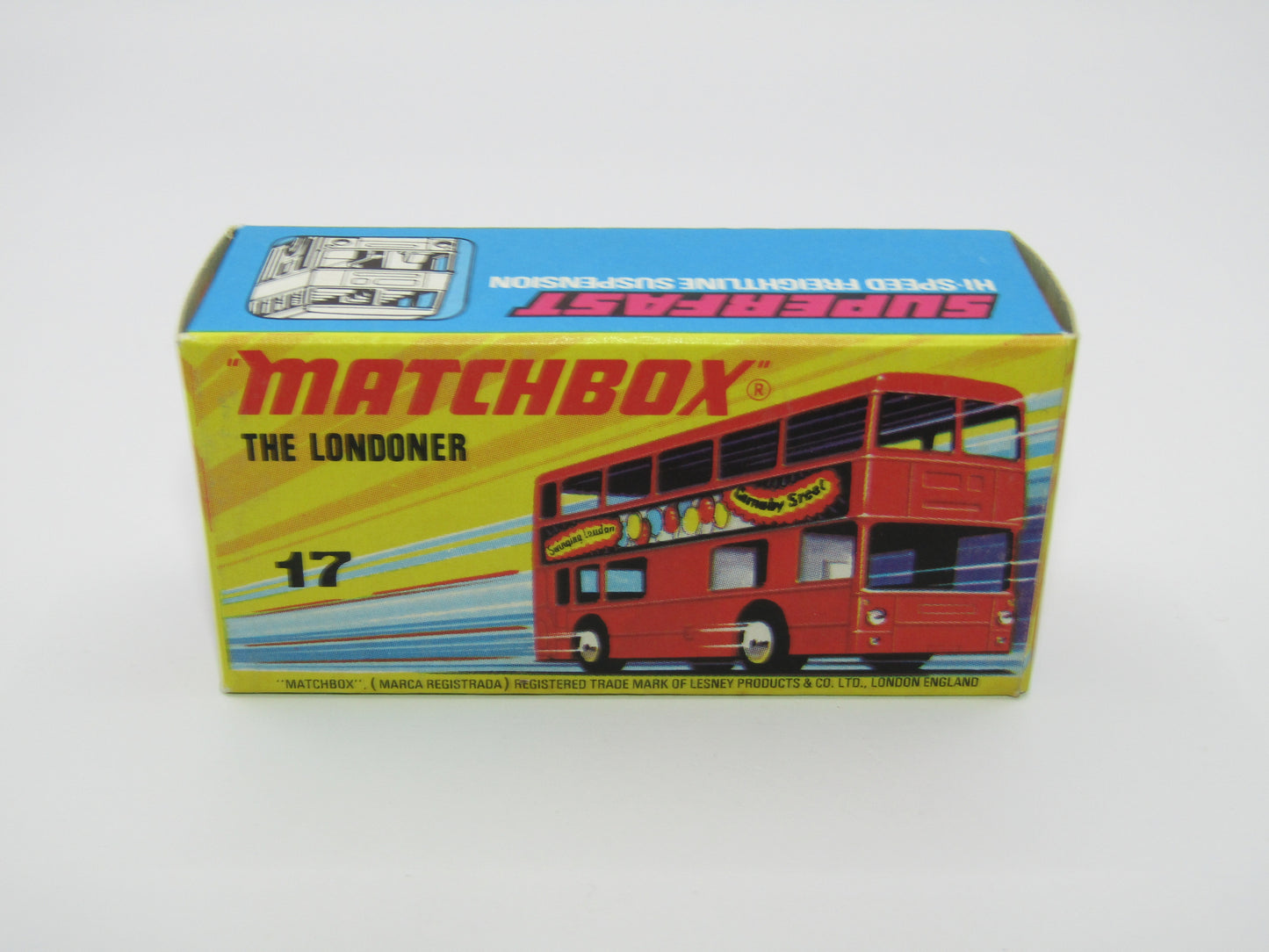 Matchbox Superfast No 17B The Londoner JACOBS SILVER, Dot Dash Wheels, Metallic Charcoal Grey Base
