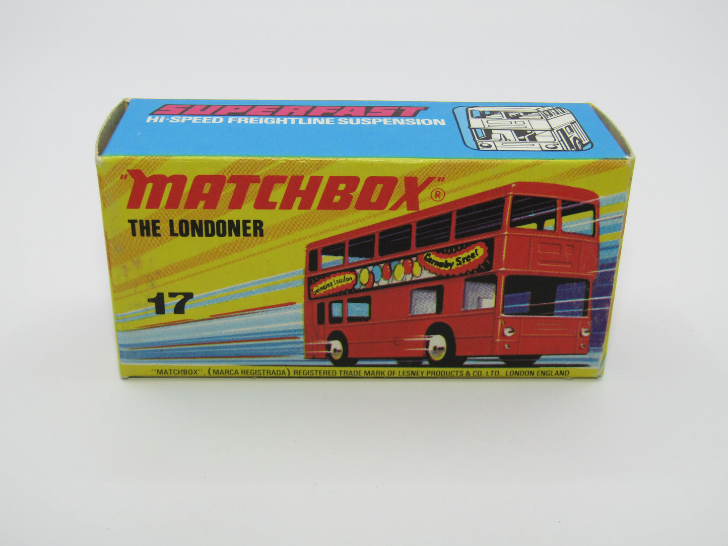 Matchbox Superfast No 17B The Londoner JACOBS SILVER, Dot Dash Wheels, Metallic Charcoal Grey Base