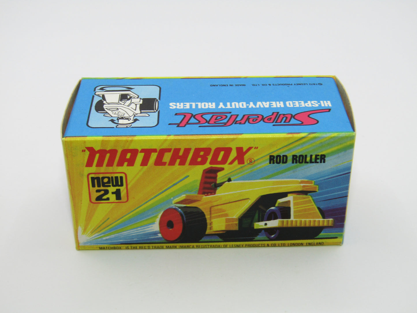 Matchbox Superfast No 21 Rod Roller - BLACK BASE Flames Label