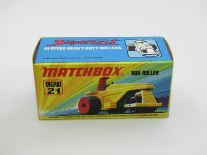 Matchbox Superfast No 21 Rod Roller - BLACK BASE Flames Label