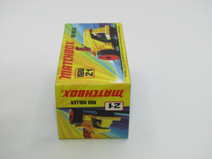 Matchbox Superfast No 21 Rod Roller - BLACK BASE Flames Label