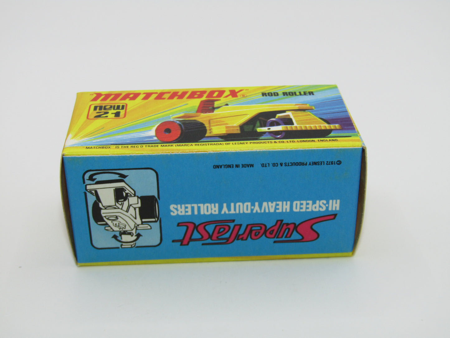 Matchbox Superfast No 21 Rod Roller - BLACK BASE Flames Label