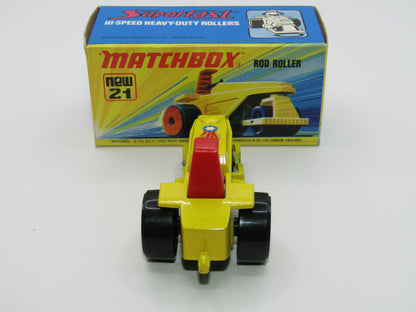 Matchbox Superfast No 21 Rod Roller - SOLID RED Wheel Hubs