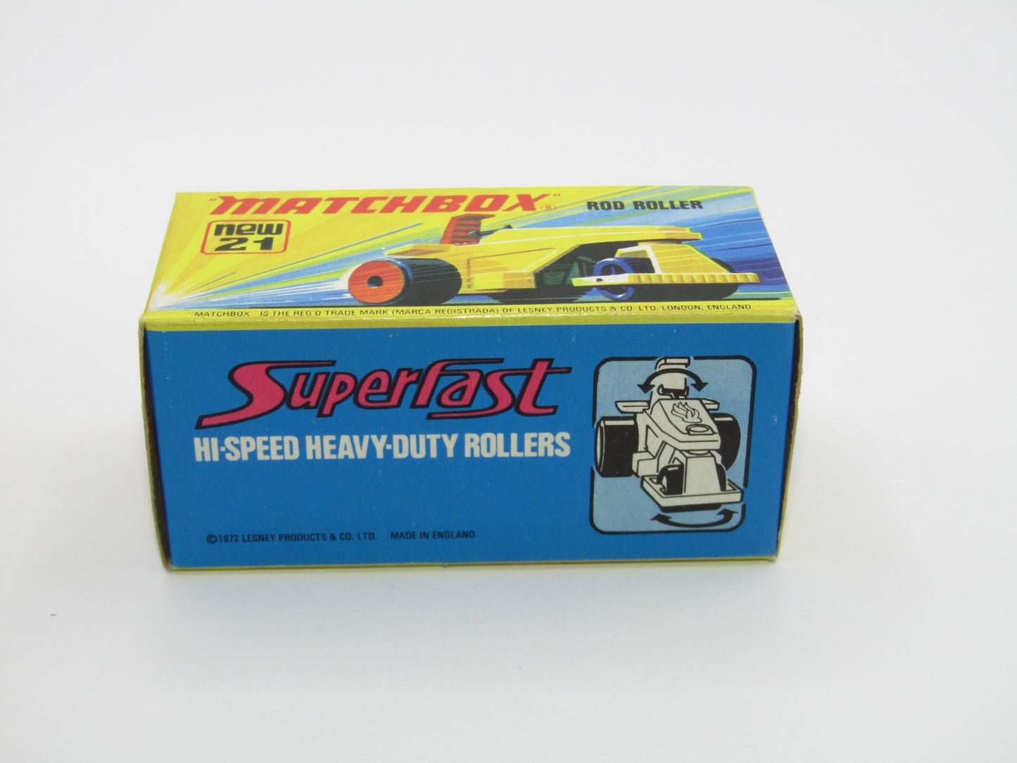 Matchbox Superfast No 21 Rod Roller - SOLID RED Wheel Hubs