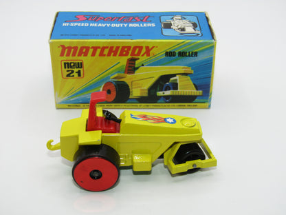 Matchbox Superfast No 21 Rod Roller - METALLIC RED Wheel Hubs