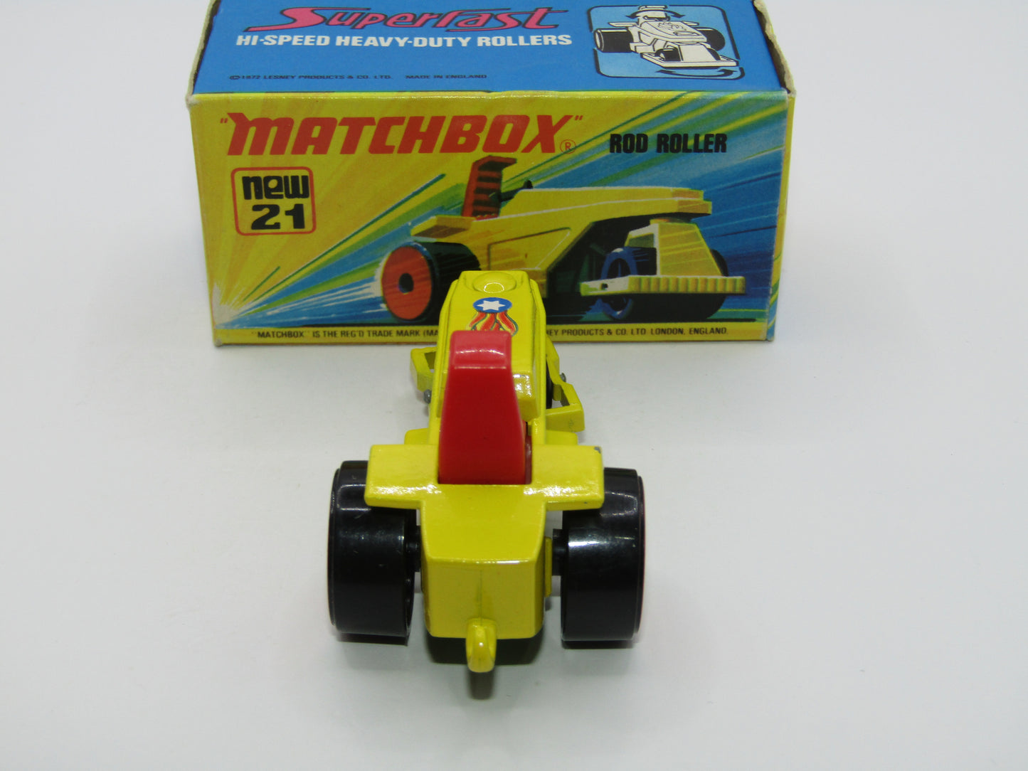 Matchbox Superfast No 21 Rod Roller - METALLIC RED Wheel Hubs