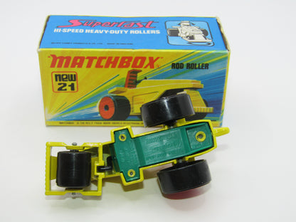 Matchbox Superfast No 21 Rod Roller - METALLIC RED Wheel Hubs