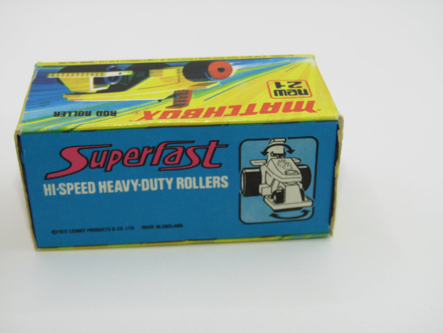 Matchbox Superfast No 21 Rod Roller - METALLIC RED Wheel Hubs