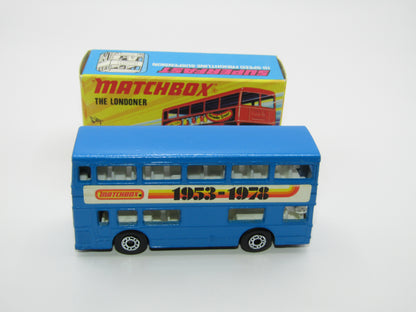 Matchbox Superfast No 17B The Londoner, BLUE 1953-1978 Matchbox Labels, Gloss Black Base