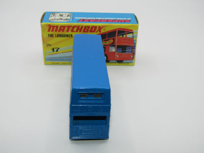 Matchbox Superfast No 17B The Londoner, BLUE 1953-1978 Matchbox Labels, Gloss Black Base