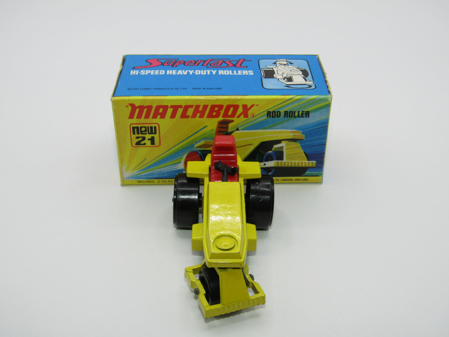 Matchbox Superfast No 21 Rod Roller No Labels Black Hubs