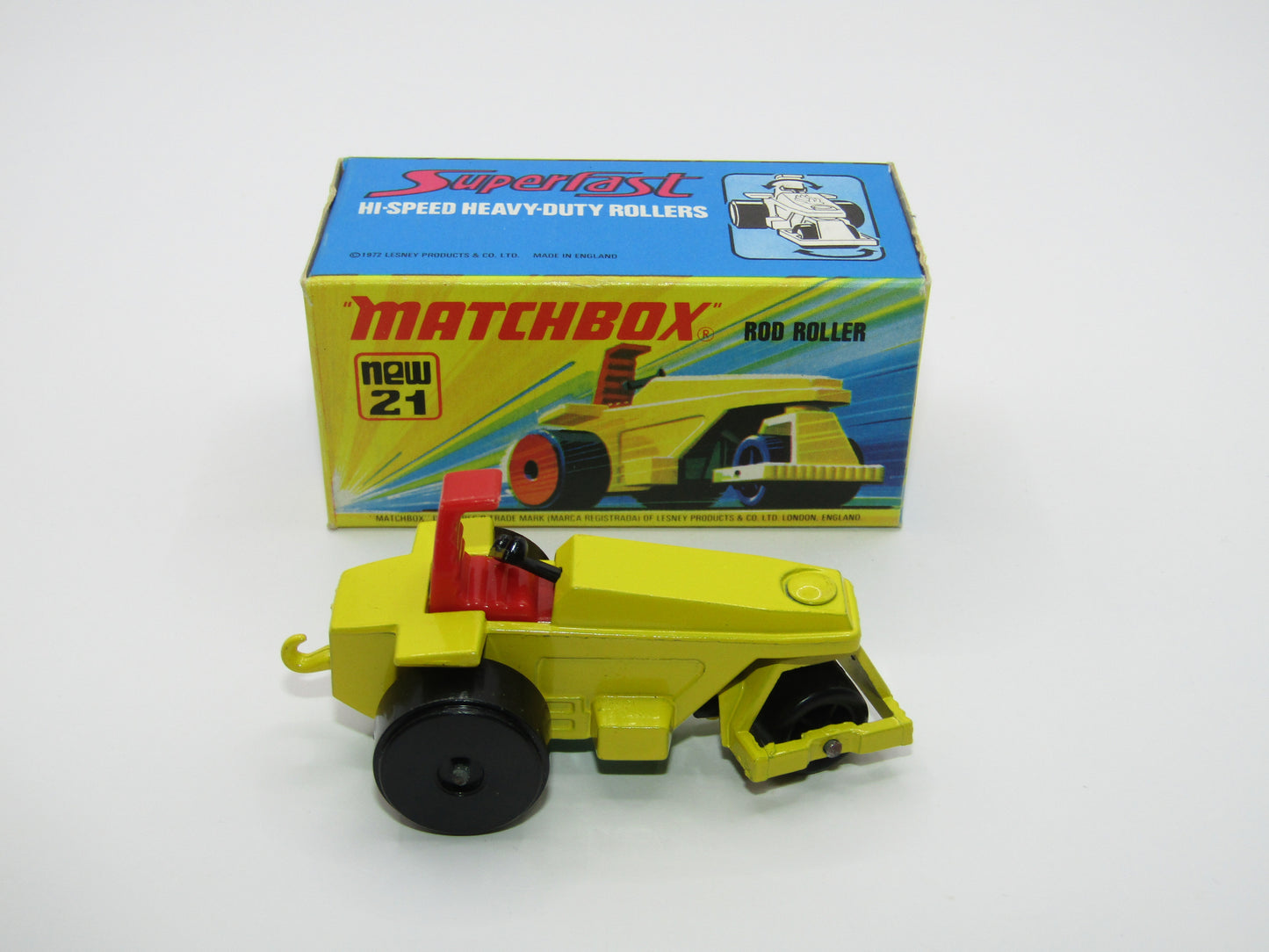 Matchbox Superfast No 21 Rod Roller No Labels Black Hubs