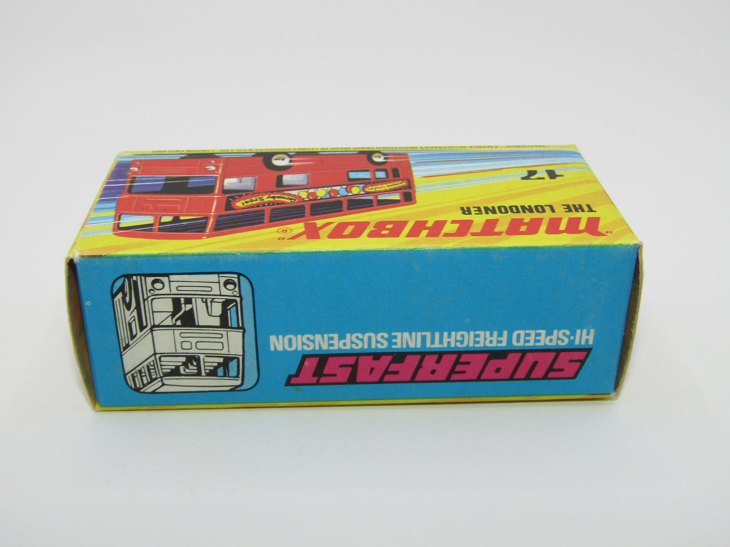 Matchbox Superfast No 17B The Londoner, BLUE 1953-1978 Matchbox Labels, Gloss Black Base