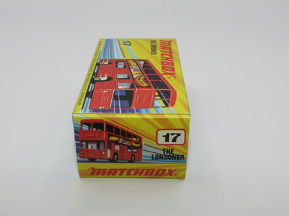 Matchbox Superfast No 17B The Londoner, BLUE 1953-1978 Matchbox Labels, Gloss Black Base