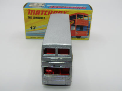 Matchbox Superfast No 17B The Londoner, SILVER 1953-1978 Matchbox Labels, Metallic Charcoal Grey Base