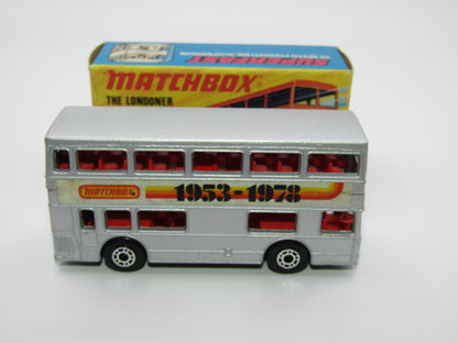 Matchbox Superfast No 17B The Londoner, SILVER 1953-1978 Matchbox Labels, Metallic Charcoal Grey Base