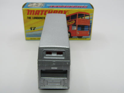Matchbox Superfast No 17B The Londoner, SILVER 1953-1978 Matchbox Labels, Metallic Charcoal Grey Base