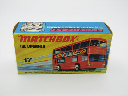 Matchbox Superfast No 17B The Londoner, SILVER 1953-1978 Matchbox Labels, Metallic Charcoal Grey Base