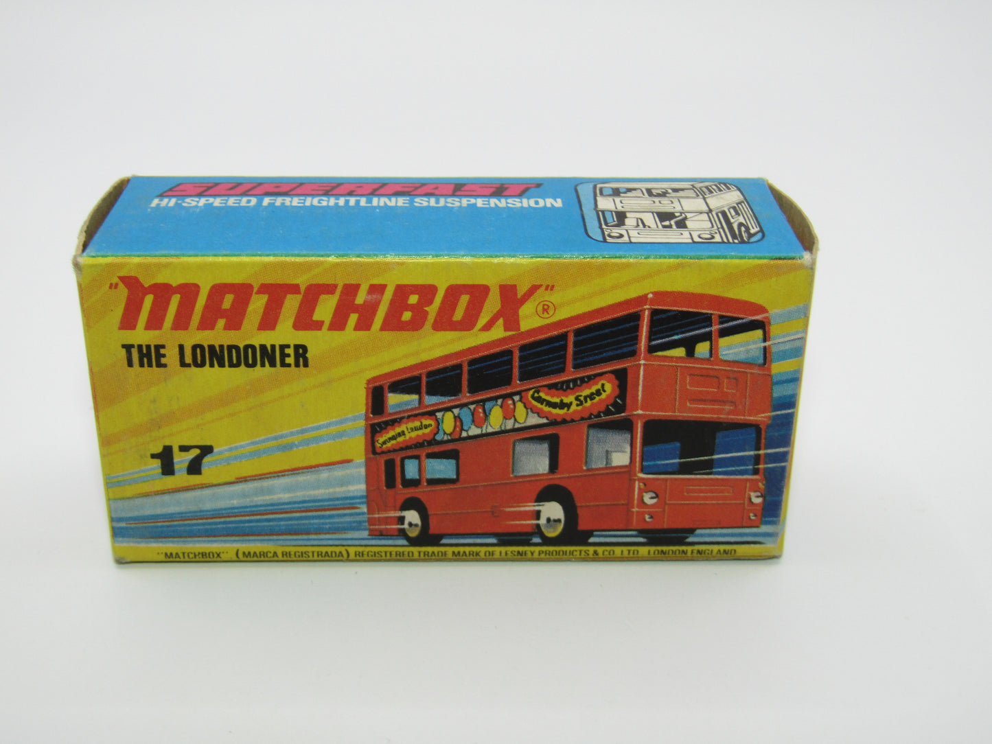 Matchbox Superfast No 17B The Londoner, SILVER 1953-1978 Matchbox Labels, Metallic Charcoal Grey Base