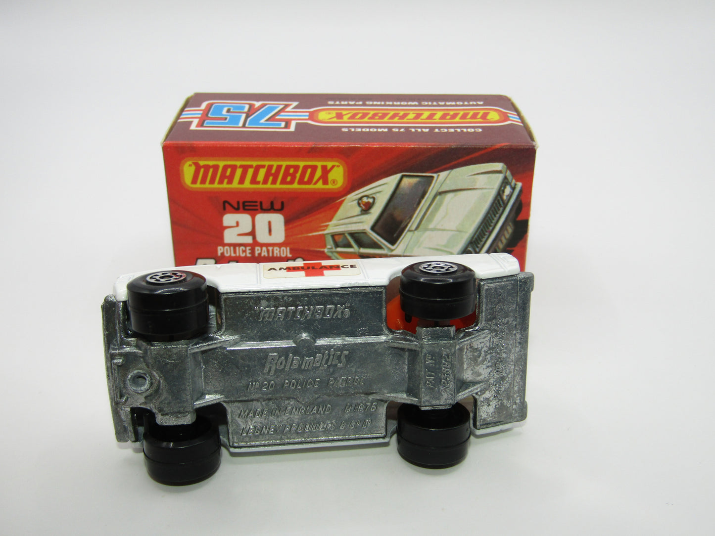Matchbox Superfast No 20B Police Patrol White AMBULANCE Labels