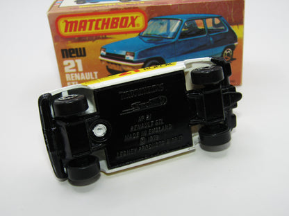 Matchbox Superfast No 21C Renault 5TL ROLOIL WHITE Interior Rallye Le Car