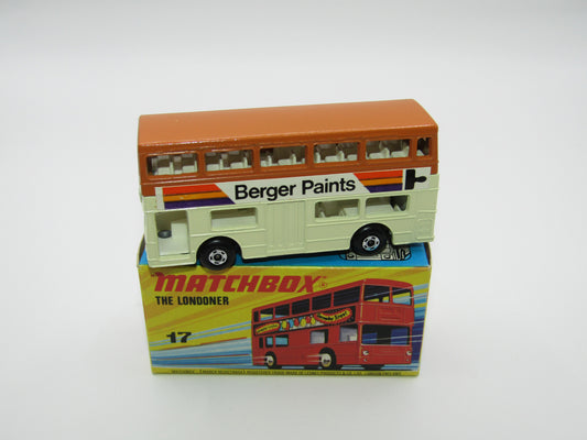 Matchbox Superfast No 17B The Londoner COFFEE AND CREAM BERGER PAINTS Gloss Black Base