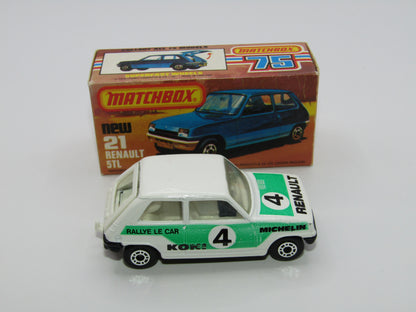 Matchbox Superfast No 21C Renault 5TL KONI WHITE Interior Rallye Le Car