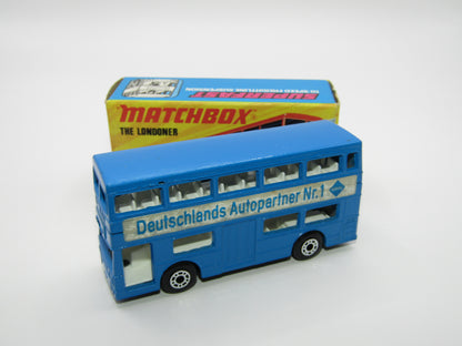Matchbox Superfast No 17B The Londoner, BLUE - ARAL - Deutschlands Autopartner Nr. 1 FLAT BLACK BASE