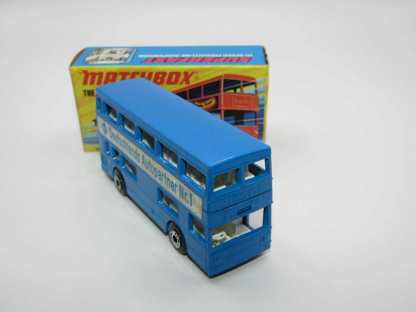 Matchbox Superfast No 17B The Londoner, BLUE - ARAL - Deutschlands Autopartner Nr. 1 FLAT BLACK BASE