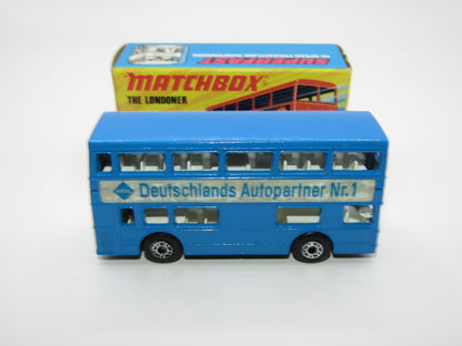 Matchbox Superfast No 17B The Londoner, BLUE - ARAL - Deutschlands Autopartner Nr. 1 FLAT BLACK BASE