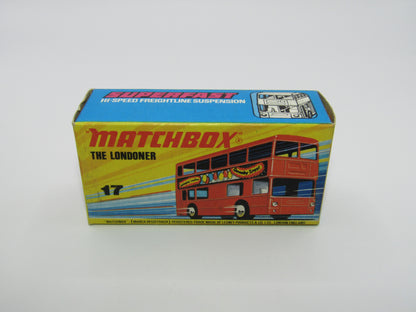 Matchbox Superfast No 17B The Londoner, BLUE - ARAL - Deutschlands Autopartner Nr. 1 FLAT BLACK BASE