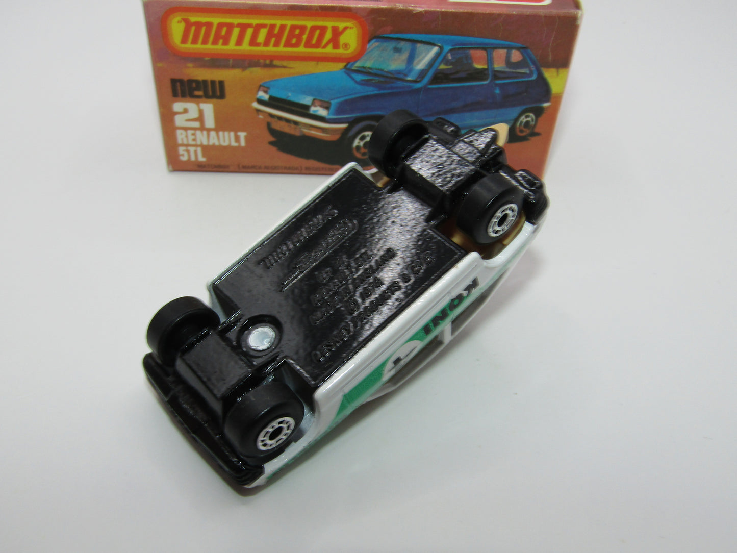 Matchbox Superfast No 21C Renault 5TL KONI LIGHT GREEN Tampo DK Beige Int