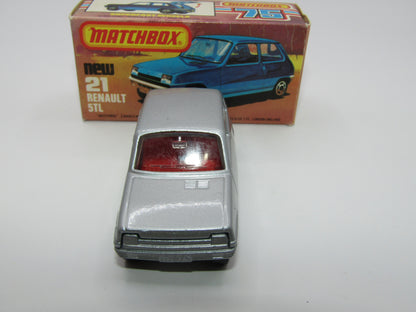 Matchbox Superfast No 21C Renault 5TL Silver RED Interior SILVER Base