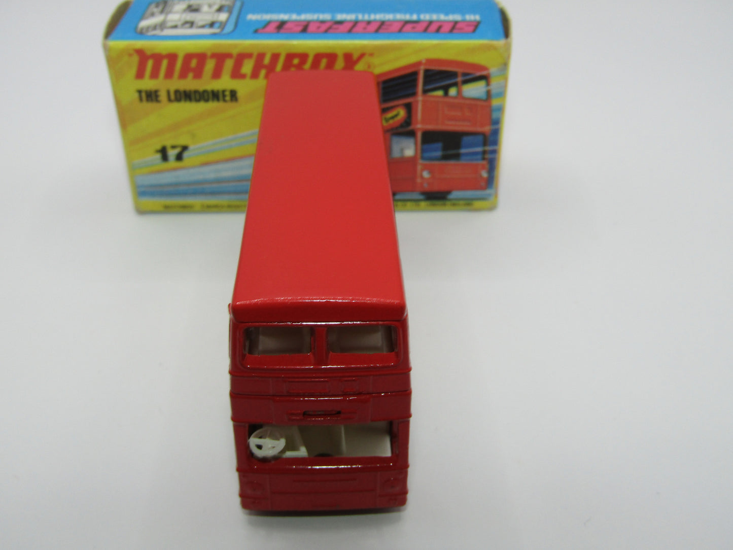 Matchbox Superfast No 17B The Londoner, Chambourcy Yogurts, 5 Spoke Wheels, Gloss Black Base